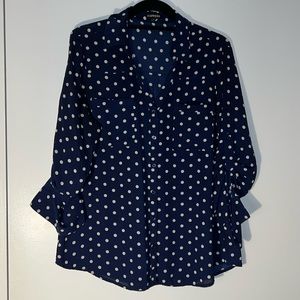 Express blue and white polka dot portofino shirt